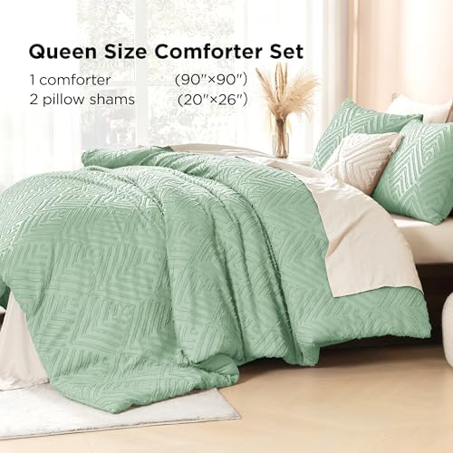 Litanika Queen Size Comforter Set, 3 Pieces Tufted Boho Bedding Set