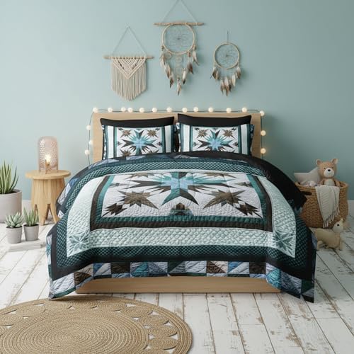 QOOMO Boho 7 Pieces Comforter Set Full Size,Bohemia Bedding Set for Kids