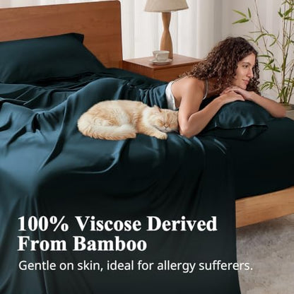 Bamboo Viscose Sheet Set Full Size, Cooling Sheets Bed Set 4pcs
