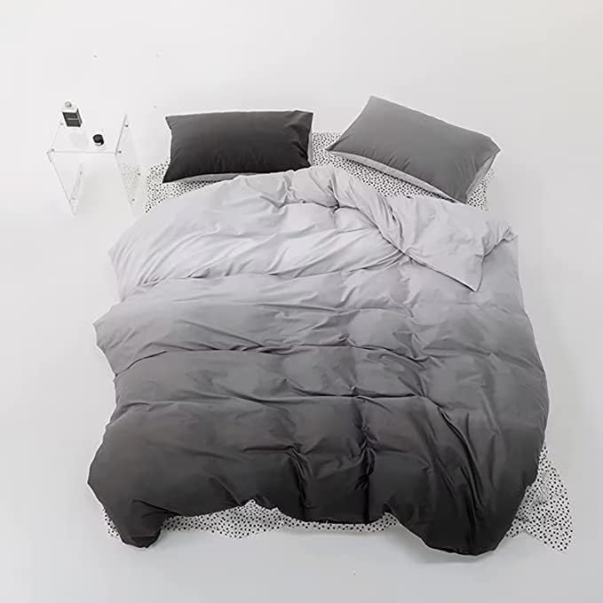Houseri Grey Comforter Set Twin Gradient White and Gray Bedding 3 Piece Boys Girls Kids Aesthetic Silver Grey Bed Comforters Sets Dark Light Gray Art Style Preppy Dorm Quilts Blankets Twin
