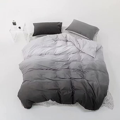 Houseri Grey Comforter Set Twin Gradient White and Gray Bedding 3 Piece Boys Girls Kids Aesthetic Silver Grey Bed Comforters Sets Dark Light Gray Art Style Preppy Dorm Quilts Blankets Twin