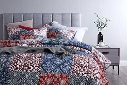Yvooxny Quilts King Size Bedspread Quilt Set Lightweight Reversible Coverlet Set Real Patchwork Quilted Bedding Set for All Seasons, Bohemian Floral Style, King Size