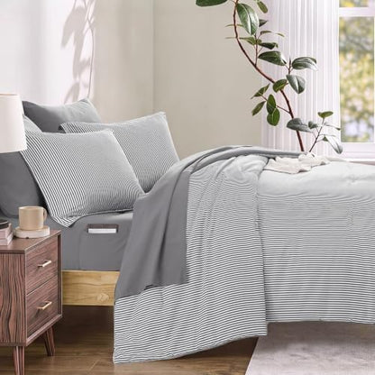 Monbix King Size Comforter Set-7 Pieces Soft Bed in a Bag King Bedding Set