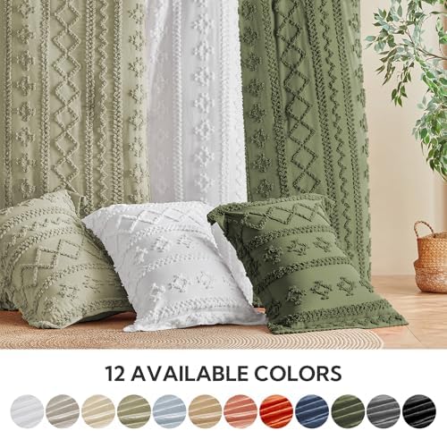 MR&HM Queen Comforter Set 7 Pieces, Tufted Boho Beddding Set Sage Green