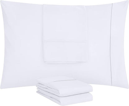 Utopia Bedding Queen Pillow Cases - 80 Pack - Envelope Closure - Soft Brushed Microfiber Fabric - Pillow Covers 20 X 30 Inches (Queen, White)