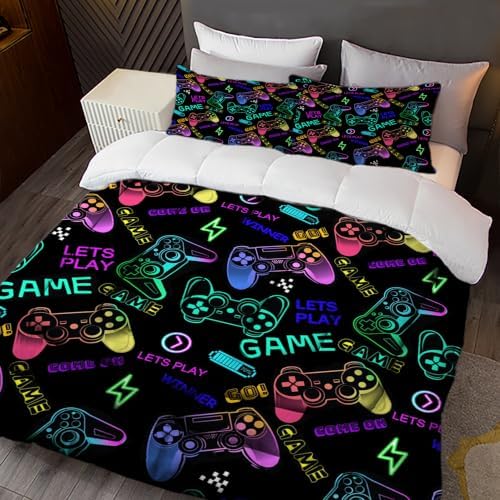 Sunnycitron Gamepad Gamer Comforter Set for Boys Gaming Bedding Set Queen