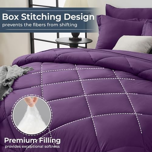 HEVUMYI 7-Piece Full Comforter Set, Grape Purple Bed in a Bag
