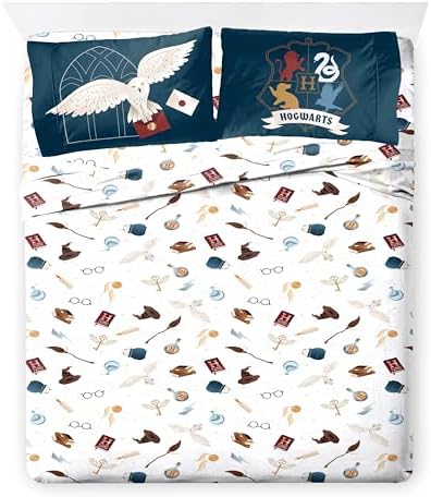 Harry Potter Full Comforter Set 7 Piece Soft Hogwarts Bedding, Grey