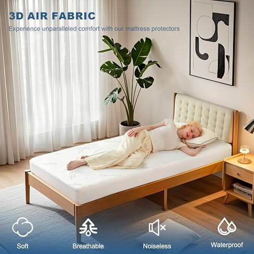 Twin XL Size Waterproof Mattress Protector Bamboo Viscose for Dorm Room