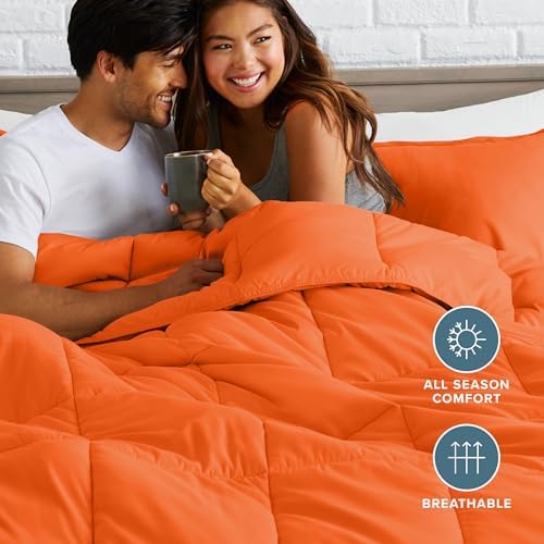 Bare Home Full Comforter Set - 1800 Ultra Soft (Full, Orange)
