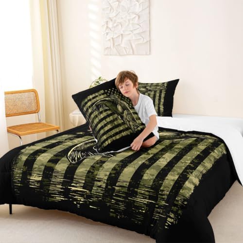 Feelyou Bass Fish Comforter Set King Size 3Pcs for Women Men