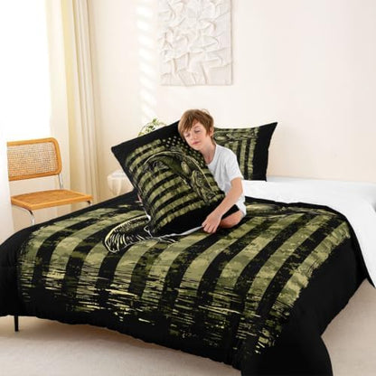 Feelyou Bass Fish Comforter Set King Size 3Pcs for Women Men
