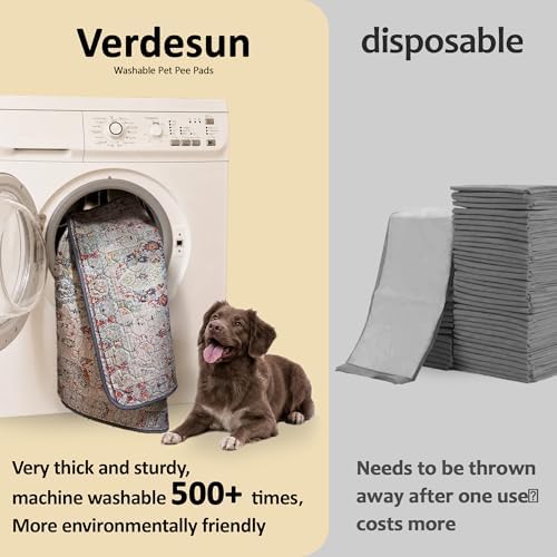 Washable Pee Pads for Dogs, Reusable Puppy Potty Training Pads, Ultra-Absorbent Thick Waterproof Leak-Proof Non-Slip Pads & Mat for Crate, Playpen, Floor, Whelping & Housebreaking , 2 Pack 36"x48"