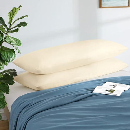 MILVOWOC 2Pcs Brushed Microfiber Body Pillowcases - 20 x 60 Inch, Ivory Cream Pillow Case Set Non Slip Envelope Pillow Cover with Moisture Absorption and Anti-Wrinkle
