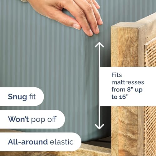 Full 4 Piece Striped Sheet Set - Breathable & Cooling - Greeny Stripes
