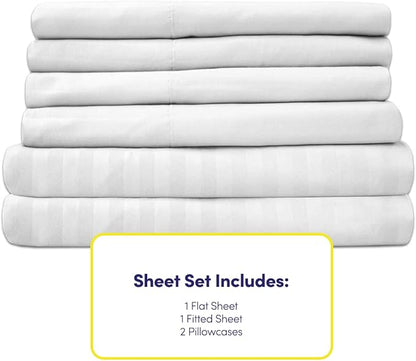 Twin Size Bed Sheets - 4 Piece 1500 Supreme Collection Fine Brushed Microfiber Deep Pocket Twin Sheet Set Bedding - 1 EXTRA PILLOW CASES, GREAT VALUE, Twin, Dobby White