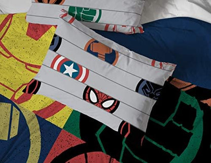 Marvel Avengers Queen Comforter Set 7 Piece Kids Bedding for Boys, Multi