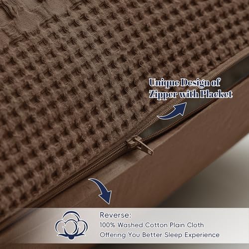 PHF Cotton Waffle Weave Euro Sham Covers 26" x 26", Chocolate, No Insert