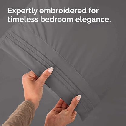 King Standard Pillow Cases Set of 4 - Soft Hotel Quality Pillowcase Covers - Comfy Bedding for Women, Men, Kids & Teens - Machine Washable Pillow Protectors - 4 Piece - King Standard Size Dark Grey