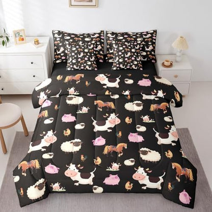 Feelyou Farm Animal 7 Piece Bedding Set Full Size for Boys Girls