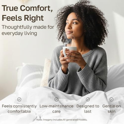 Soft Natural 100% Cotton Sateen Full Size Bed Sheet Set, 4 Pcs, Misty Grey