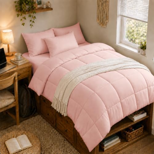 Anluoer Twin Comforter Set, 5 Piece Bed in a Bag Twin Bedding Sets