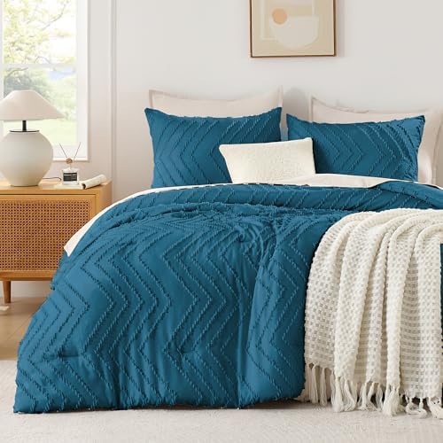 Andency Teal Comforter Set King Size, 3 Pieces Soft Bedding Set