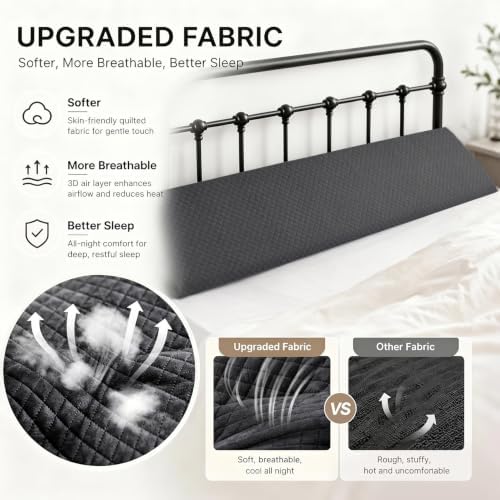 Queen Size Bed Wedge Pillow for Bed Gap Filler/Headboard Bed Gap Grey