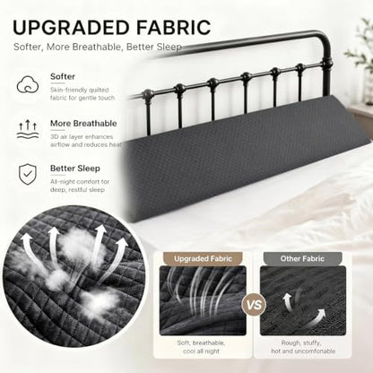 Queen Size Bed Wedge Pillow for Bed Gap Filler/Headboard Bed Gap Grey
