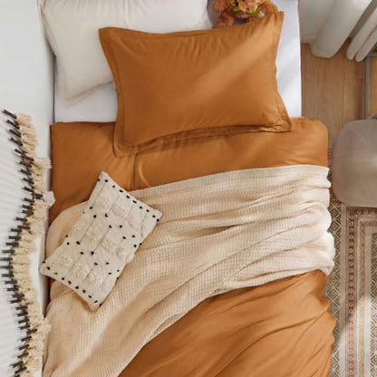 Bedsure Prewashed Twin/Twin XL Duvet Cover, Cotton-Like Bedding Set, Gold