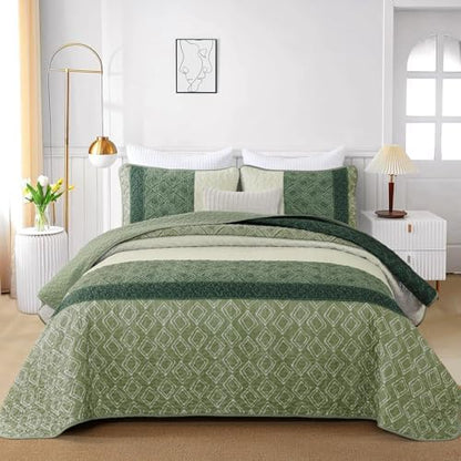 Cottolester Twin Quilt Set for Dorm Bedding,2 pcs Summer Striped Bedspread