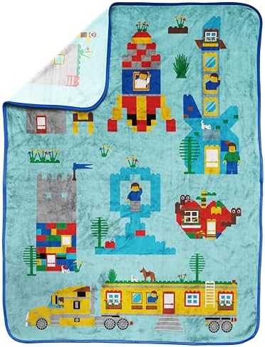 Jay Franco Kids Plush Throw Blanket – Soft & Cozy Fleece Throw for Bedroom & Couch Décor, Official Licensed Product, Blue - LEGO®, 40x50 - Travel Blanket