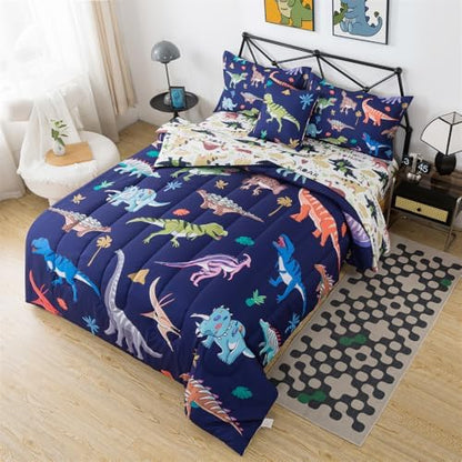 Dinosaur Comforter 6Pcs Wild Dino Bedding Twin for Kids Boys