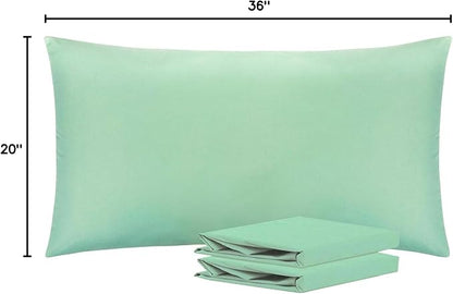 NTBAY King Pillowcase Set - 2 Pack Brushed Microfiber 20x36 Pillowcases - Soft, Wrinkle-Free, Fade-Resistant, Stain-Resistant, Sea Green Pillowcases with Envelope Closure - 20x36 Inches, Sea Green