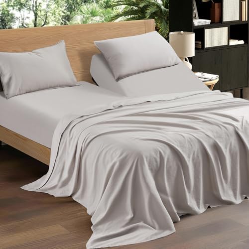 100% Organic Linen Sheets Flex Top Split Head King Size Bed Sheets