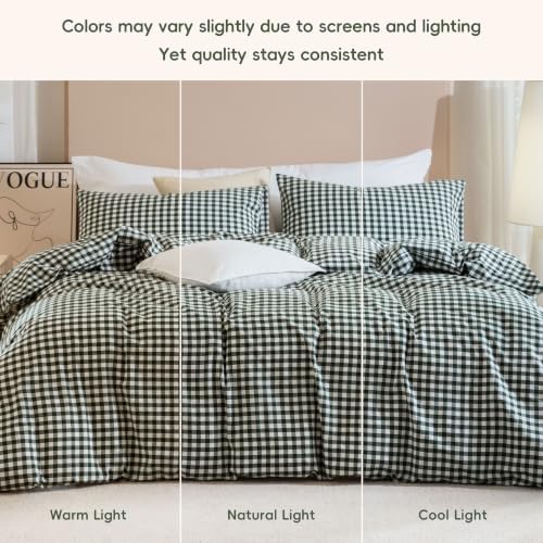 JIYUAN Oversized King Washed Cotton Duvet Cover Set,Classic Gingham