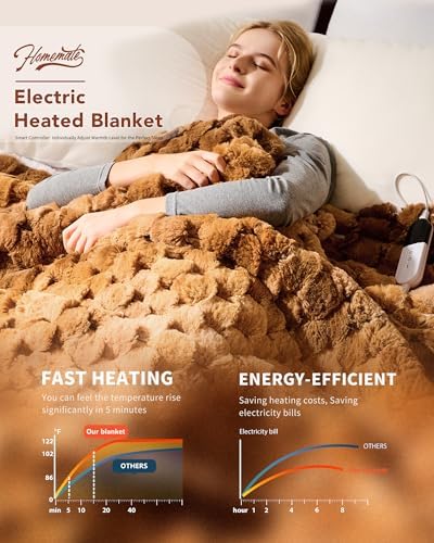 Homemate Heated Electric Throw Blanket 50"x60" Faux Fur Heating Blankets