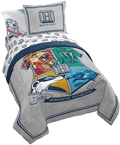 Harry Potter Full Size Comforter Set 7 Piece Kids Bedding, Gray