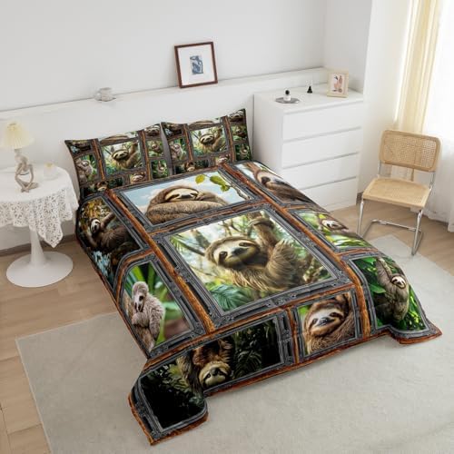 Feelyou Sloth Bedding Set Toddler Size 3Pcs for Kids Women Men