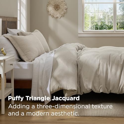 Bedsure Textured Duvet Cover King Size, Soft & Breathable Comforter Cover for All Season, 3 Pieces Wrinkle-Resistant Zipper Bedding with 8 Corner Ties, Linen