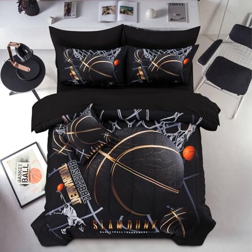 A Nice Night Basketball Comforter Set Full 6pc Bedding for Kids Teen Boy