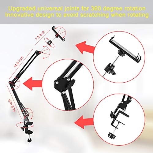 SAMHOUSING Tablet Stand for Bed,360 Degree Rotating Bed Tablet Mount Holder Stand with Aluminum Arm for iPad,iPhoneXS,N-Switch, Amazon Kindle Fire,or Other 4.7~12.9 inch-Screen Devices