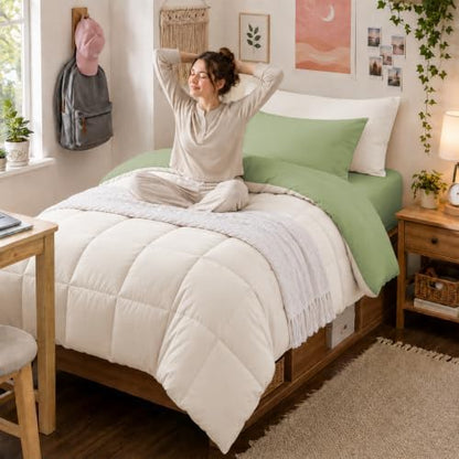 Anluoer Twin Comforter Set, 5 Piece Bed in a Bag Twin Bedding Sets