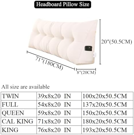 SAMTY Wedge Headboard Pillow Cal King for Bed Sitting Up, Back Pillow