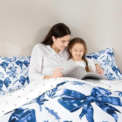 jejeloiu Bow Bedding Set Soft for Boys Girls, Bowknot Comforter Set King Size Bow-tie Duvet Quilt Microfiber Colourful Bowknot Bedroom Decor 3 Pcs with 2 Pillow Cases