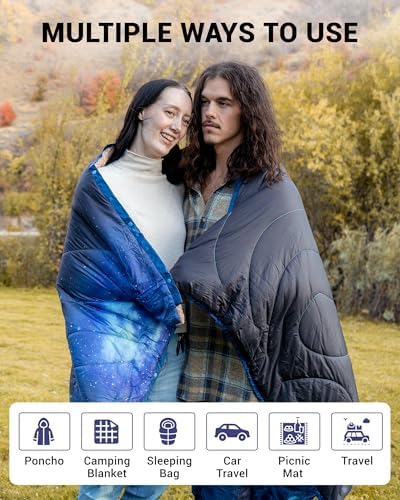 KingCamp Large Camping Blanket with Sherpa Lining,Starrysky 79"x 57"