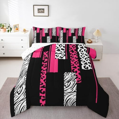 Animal Print Leopard Zebra Comforter Set Full Size Kids Boys Bedding