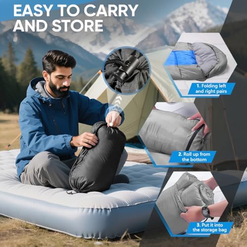 OBTANIM Sleeping Bags Portable Waterproof Camping Sleeping Bag for Adults Kids 4 Seasons Cold Weather or Warm Backpacking Hiking Travel Indoor Outdoor Use