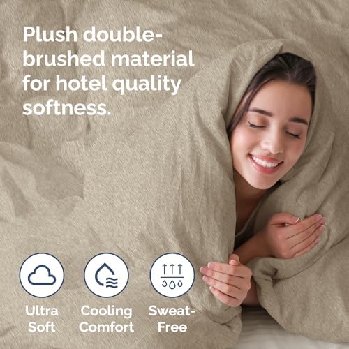 Duvet Cover King Size - 3 Piece with Zipper Closure - Heathered Beige