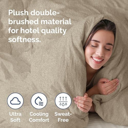 Duvet Cover King Size - 3 Piece with Zipper Closure - Heathered Beige
